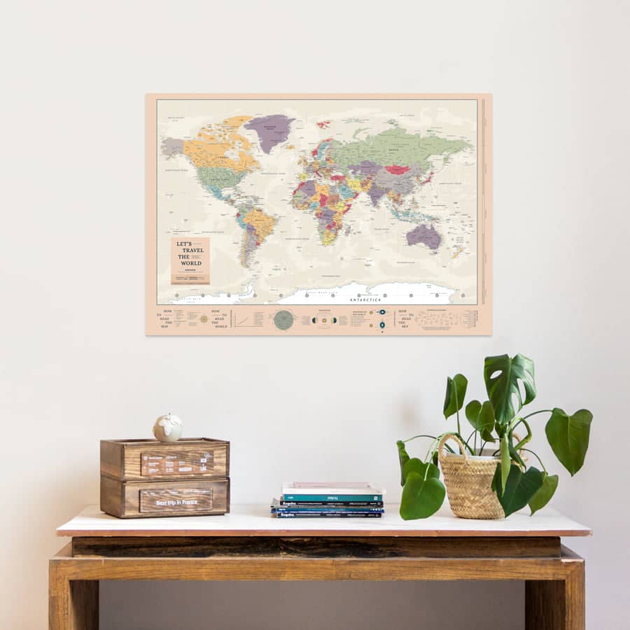 Mapa del mundo digital descargable para imprimir formato poster 100 x 70 cm - Misswood