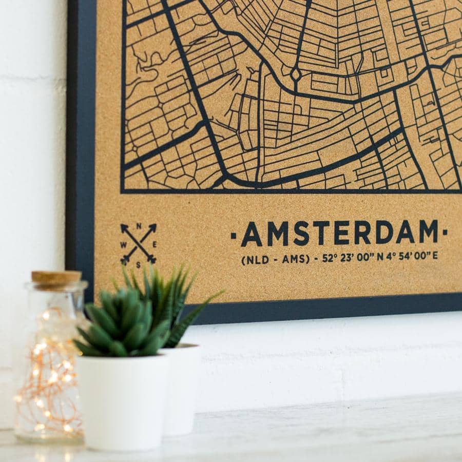 Mapa de corcho - Woody Map Natural Amsterdam - Misswood