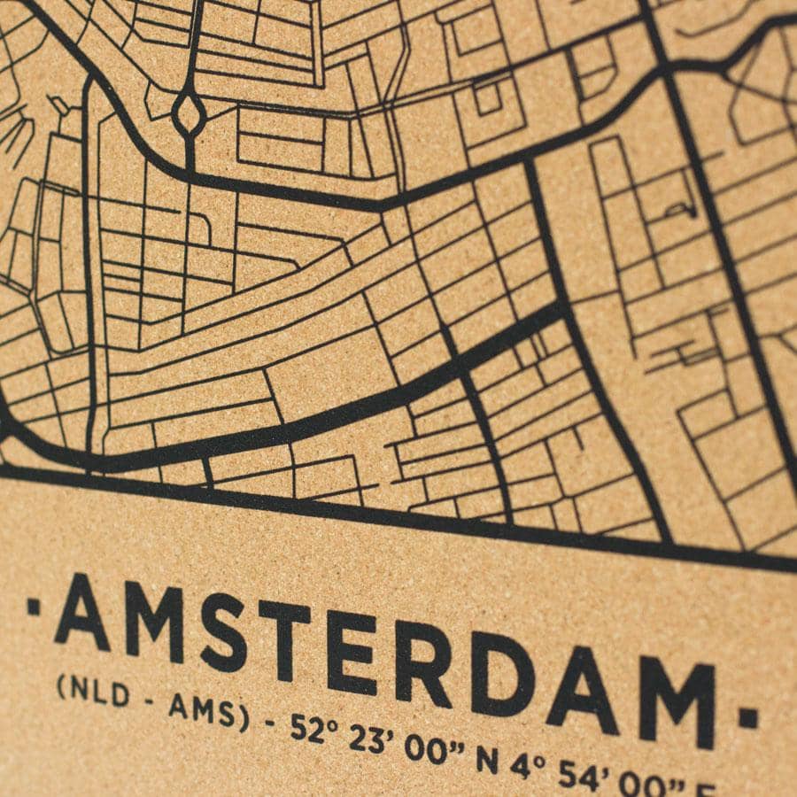 Mapa de corcho - Woody Map Natural Amsterdam - Misswood
