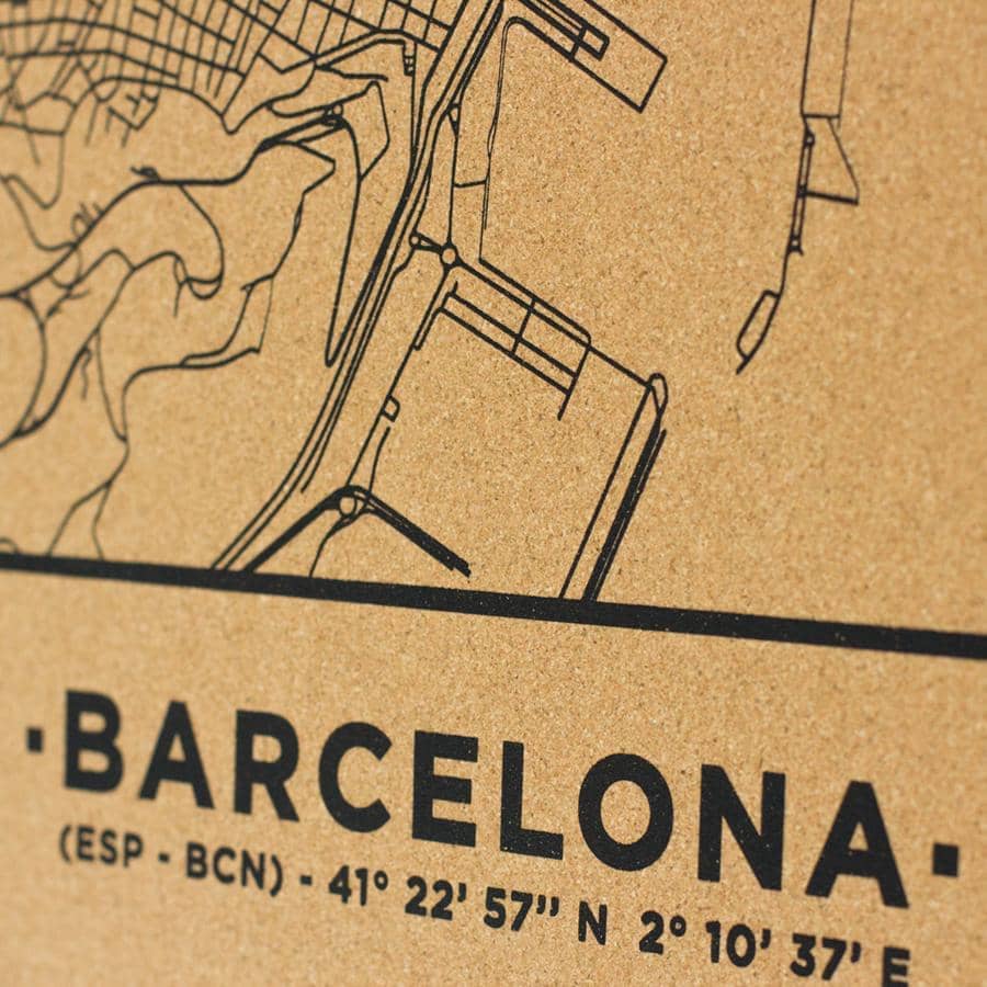 Mapa de corcho - Woody Map Natural Barcelona - Misswood