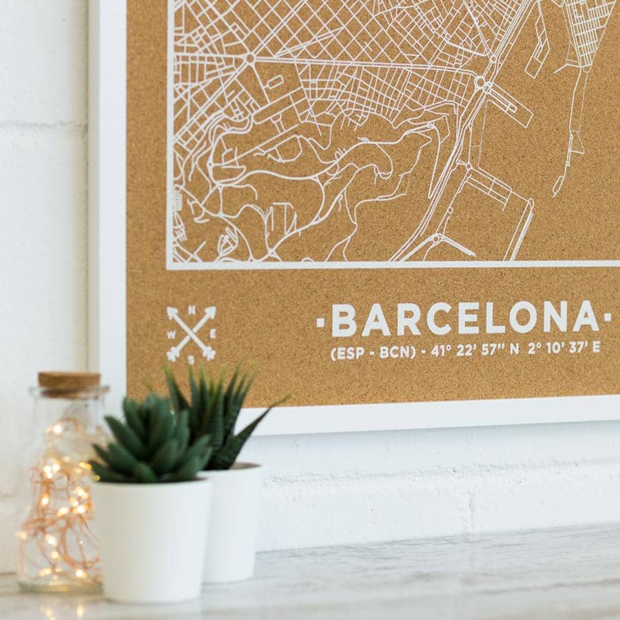 Mapa de corcho - Woody Map Natural Barcelona - Misswood