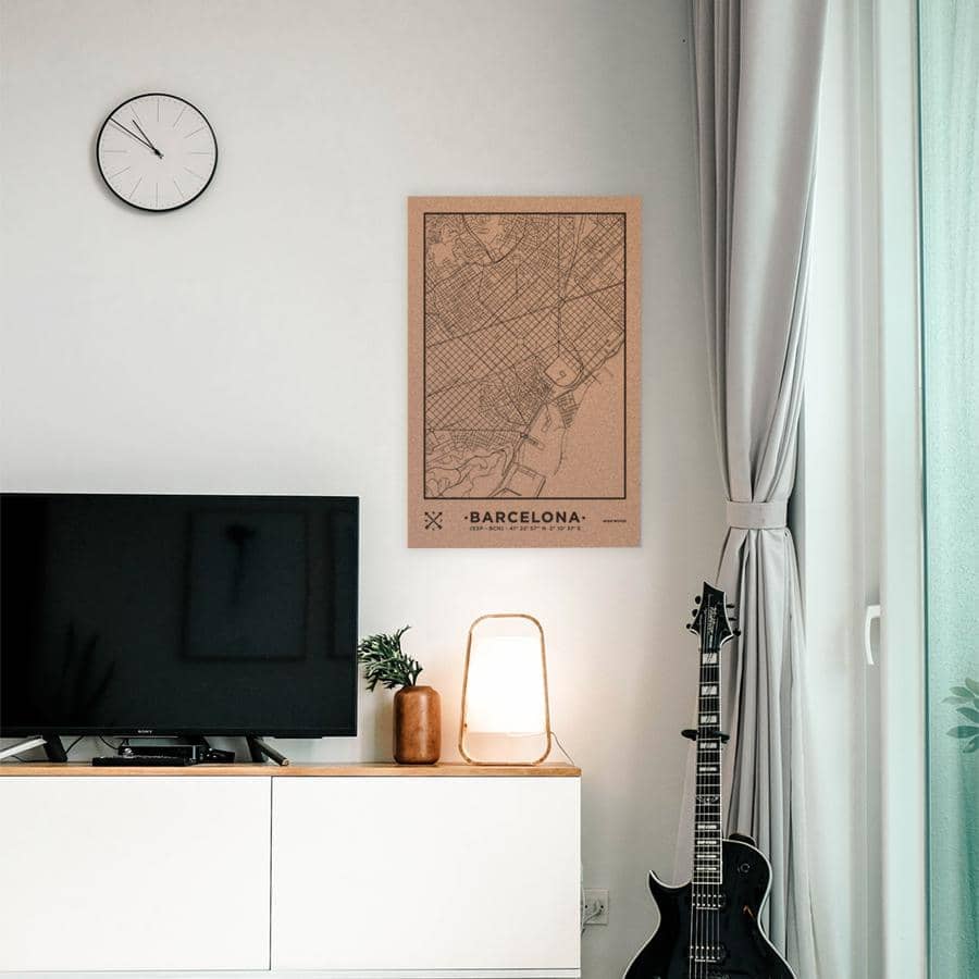 Mapa de corcho - Woody Map Natural Barcelona - Misswood