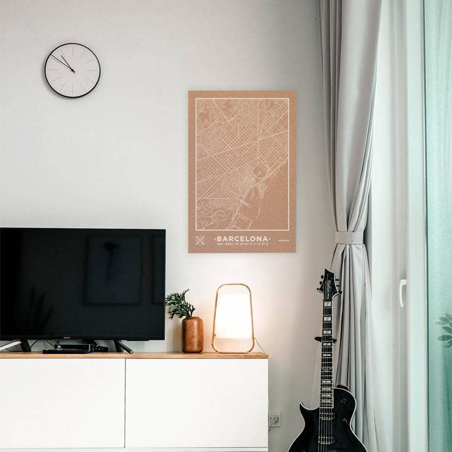 Mapa de corcho - Woody Map Natural Barcelona - Misswood