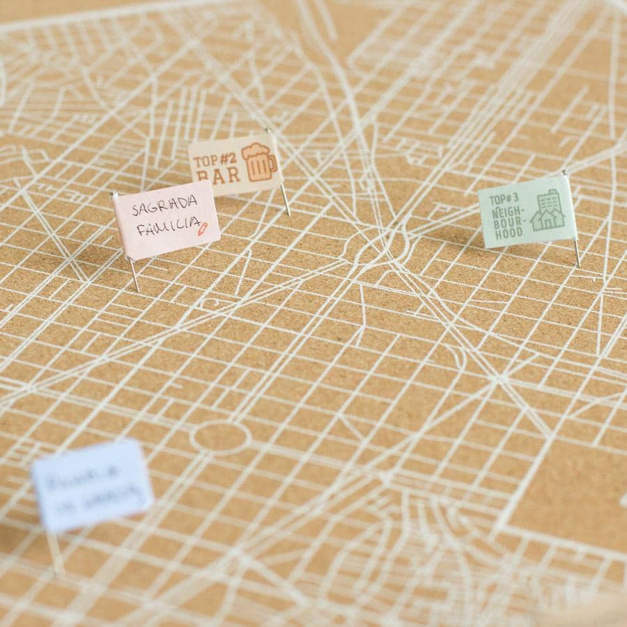 Mapa de corcho - Woody Map Natural Barcelona - Misswood