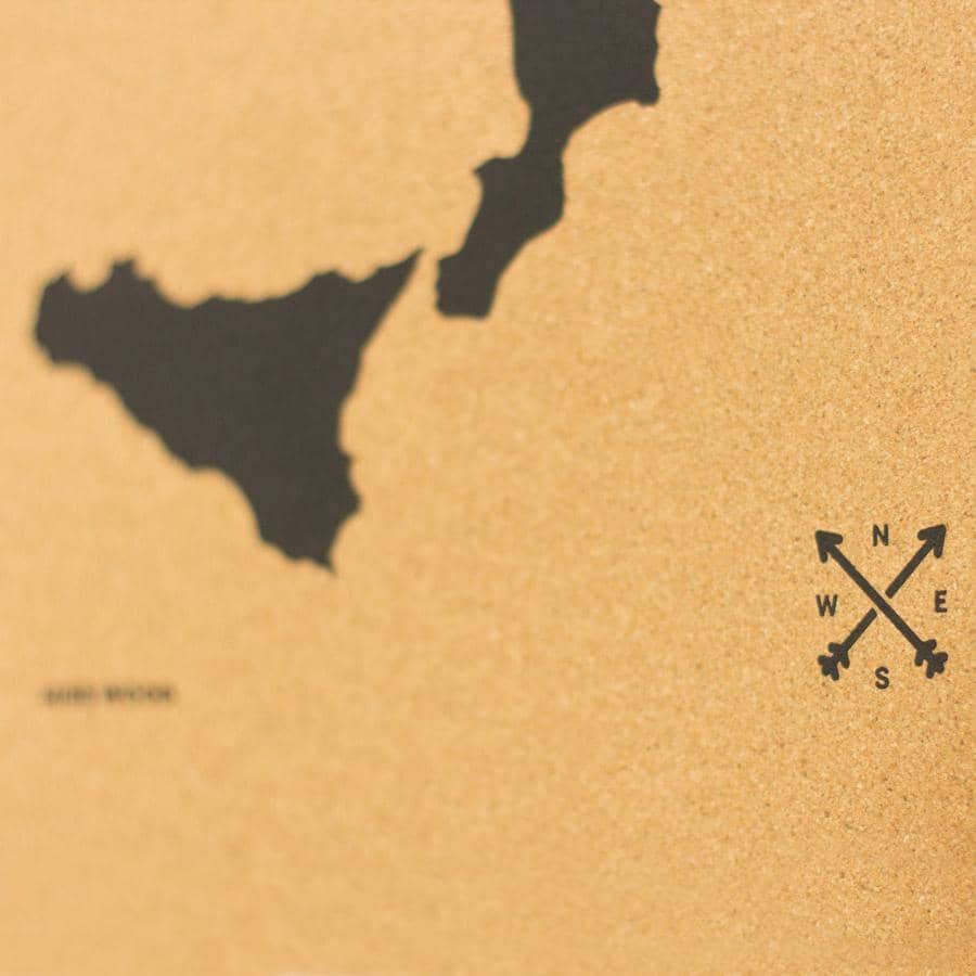 Mapa de corcho - Woody Map Natural Italia - Misswood