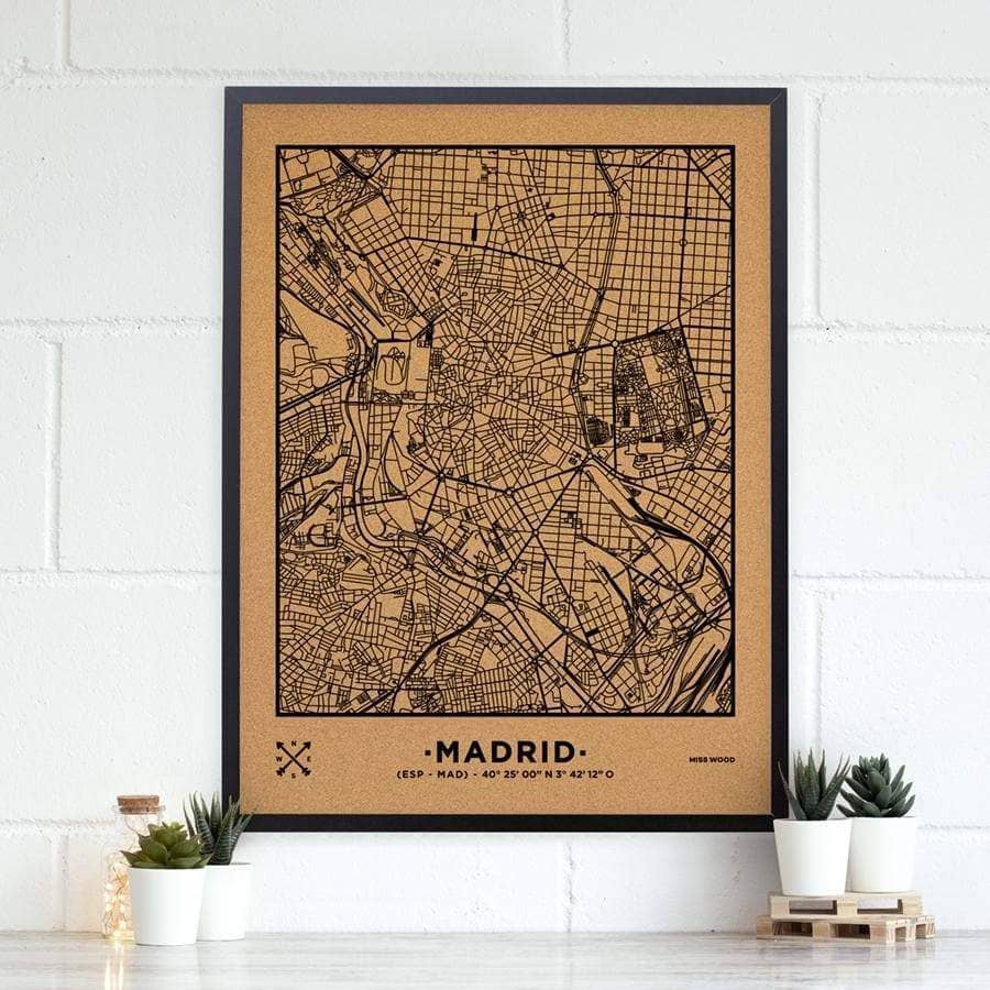 Mapa de corcho - Woody Map Natural Madrid - Misswood