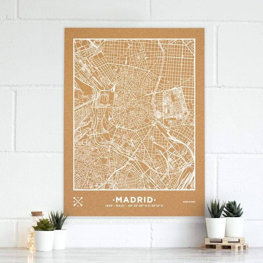 Mapa de corcho - Woody Map Natural Madrid - Misswood