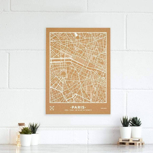Mapa de corcho - Woody Map Natural Paris - Misswood